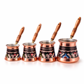 Handmade Copper Turkish Coffee Pot Set – Traditional Cezve Collection (4 pcs)