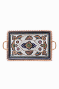 Handcrafted Turkish Copper Coffee Tray – Ottoman Style Serving Tray | Handmade Decorative Serving Plate