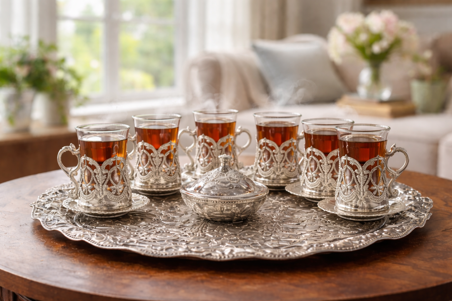 Velmora Silver Heritage Tea Set – 6 Piece Collection