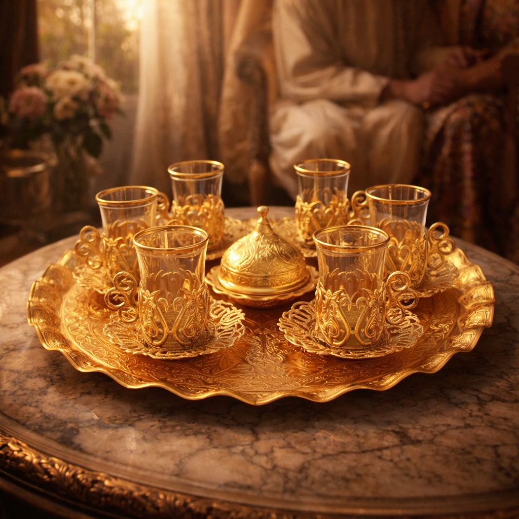 Velmora Ottoman Gold Tea Serving Set – 6 Piece Luxury Collection
