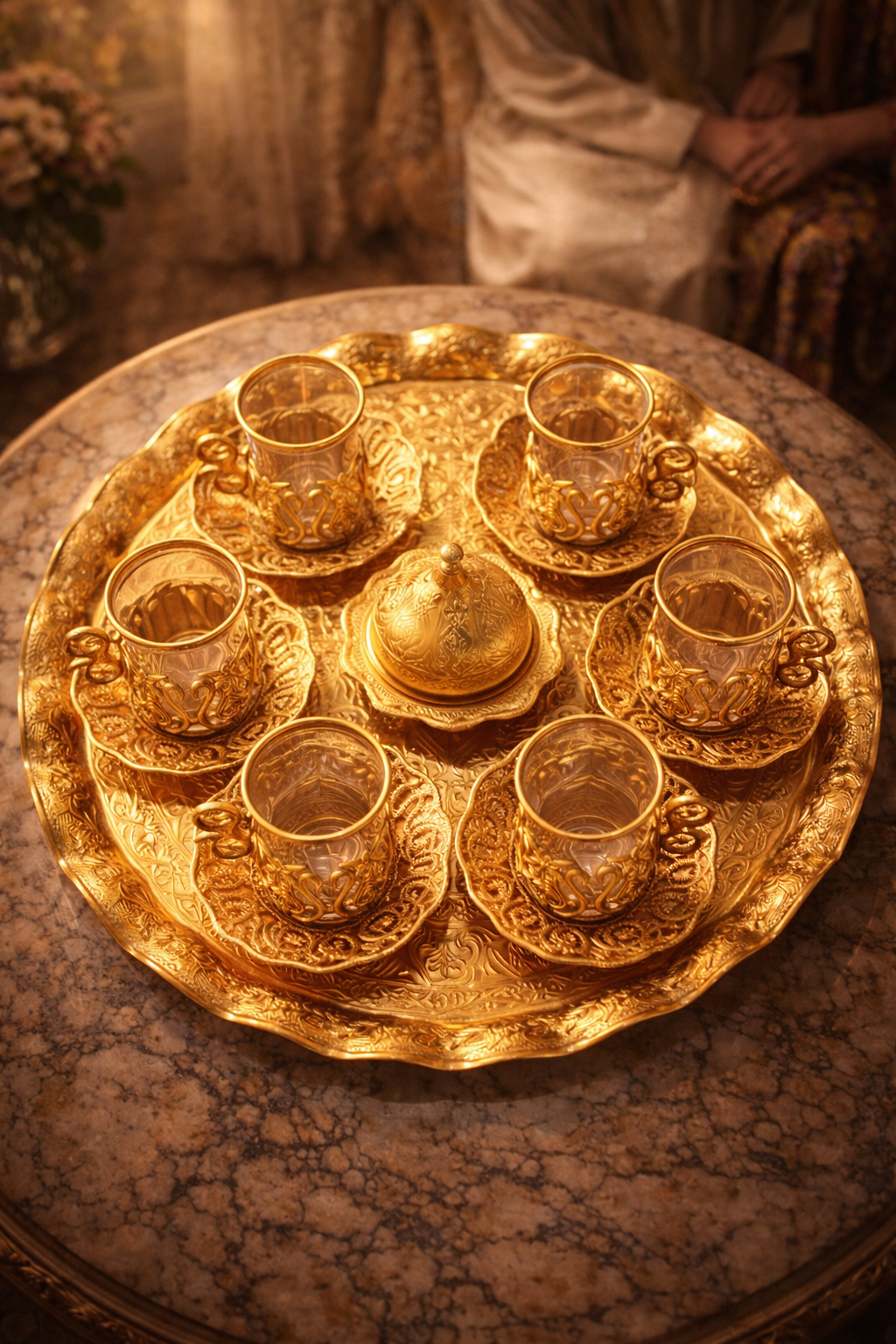 Velmora Ottoman Gold Tea Serving Set – 6 Piece Luxury Collection