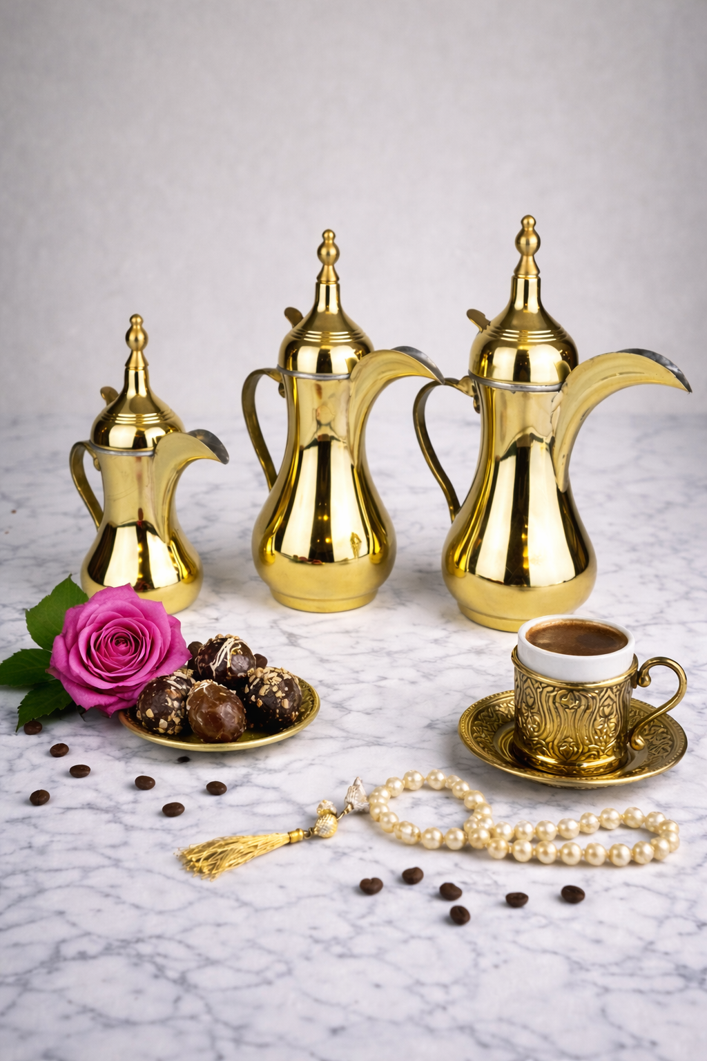 Handcrafted Brass Dallah Coffee Pot – Traditional Arabic Mirra Coffee Server