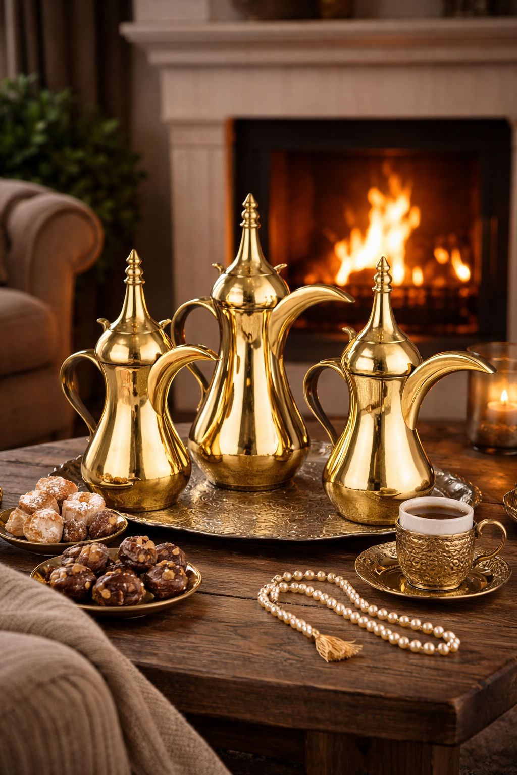 Handcrafted Brass Dallah Coffee Pot – Traditional Arabic Mirra Coffee Server