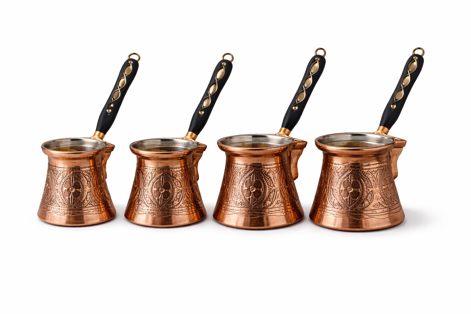 Handcrafted Copper Turkish Coffee Pot Set Tin Lined Ottoman Style Cezve Traditional Turkish Coffee Maker